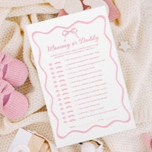 Chá de fraldas Rosa Coqueteiro Adivinha Quem Jogo