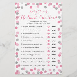 Chá de fraldas Rosa E Silver Ele Disse Que Ela Dis