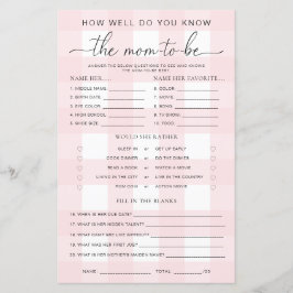 Chá de fraldas Rosa Gingham Conhece o jogo da mamã