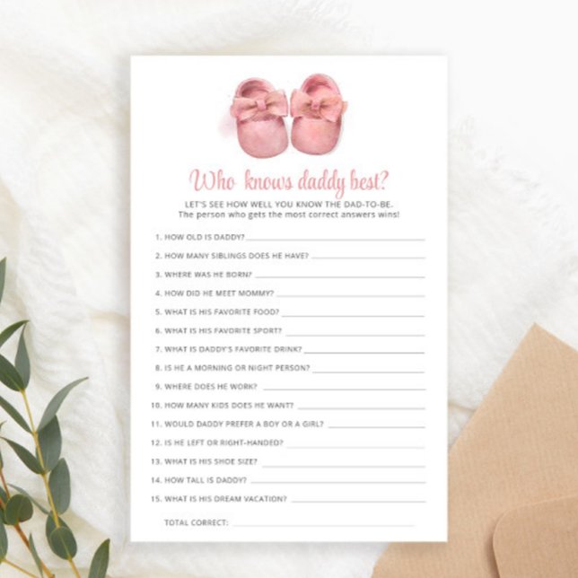 Chá de fraldas Rosa Que Conhece Melhor O Pai (Criador carregado)