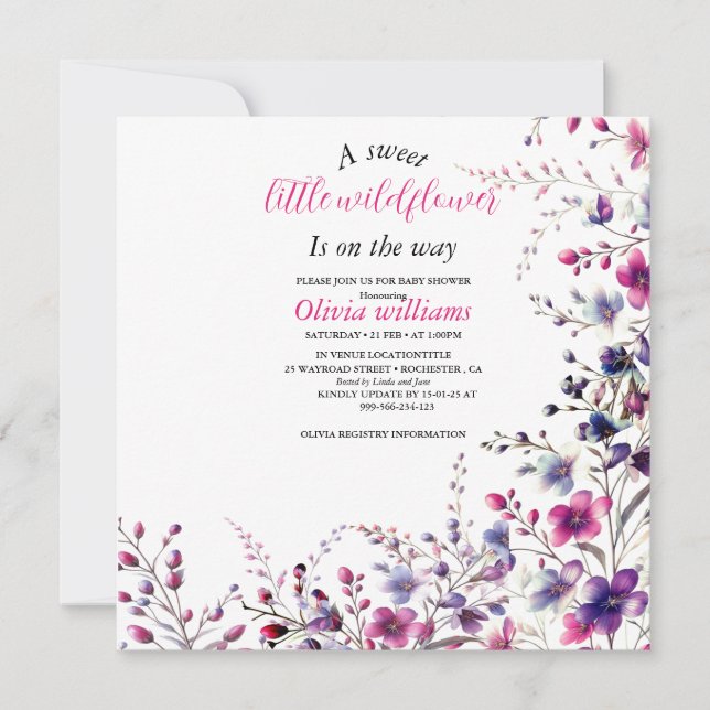 Chá de fraldas rosa-rosa de girino-doce moderno (Frente)