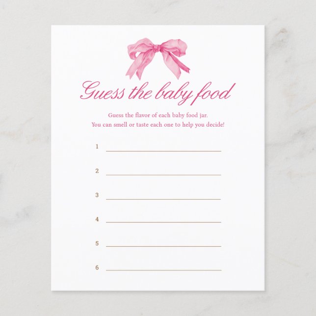 Chá de fraldas Rosa Sabe O Jogo Da Comida Do Bebê (Frente)