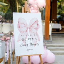 Chá de fraldas rosa Sinal de boas-vindas Conselho