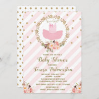 Chá de fraldas Rosa Tutu Convite Balé Ballerina