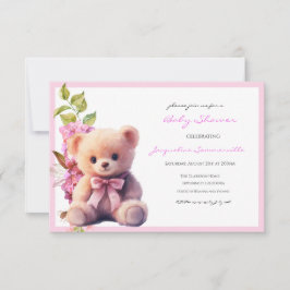 Chá de fraldas rosa-urso É uma garota