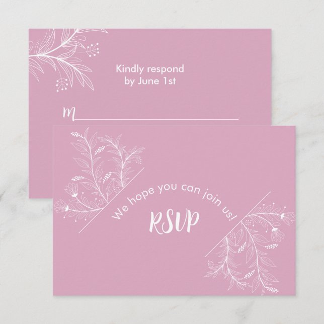 Chá de fraldas RSVP Floral Rosa (Frente/Verso)