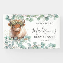 Chá de fraldas Rustic Greenerescer Highland Cow Be