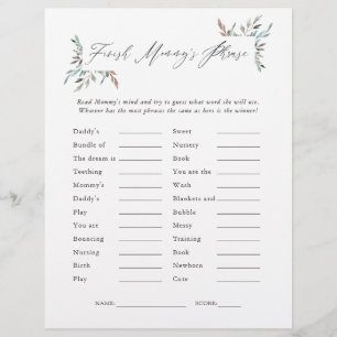 Chá de fraldas Rustic Greenery Winter Phrases Gam