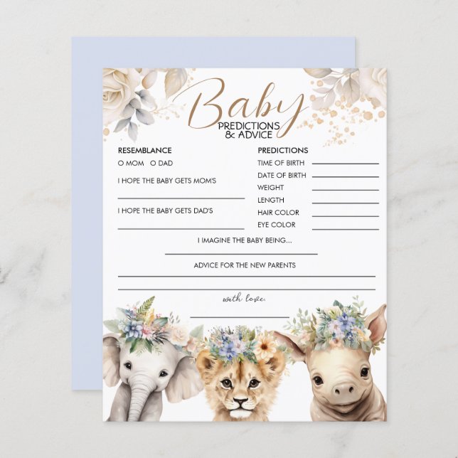 Chá de fraldas Safari de Bebês e Conselheiro (Frente/Verso)