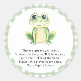 Chá de fraldas sapo - Etiqueta da vela de oração