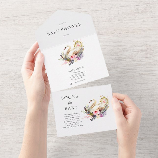 Chá de fraldas Swan Convite e Livros para Bebê (Tearaway)