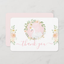 Chá de fraldas Swan Flat Cartões de agradecimento