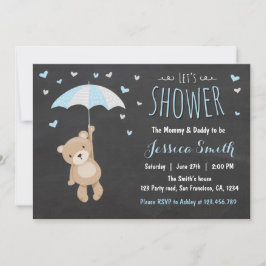 Chá de fraldas Teddy Bear Convite Baby Boy Blue