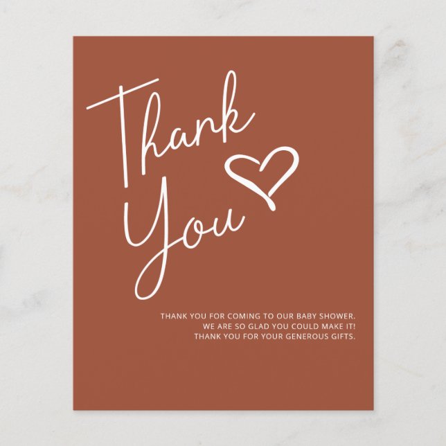 Chá de fraldas Terracotta De Orçamento Obrigado (Frente)