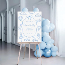 Chá de fraldas Toile De Jouy Blue Boy Welcome