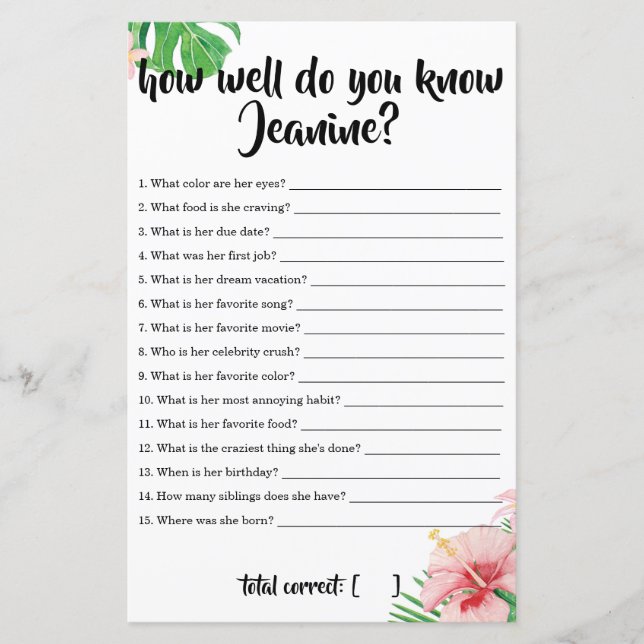 Chá de fraldas Tropical Como Você Conhece A Mãe? (Frente)