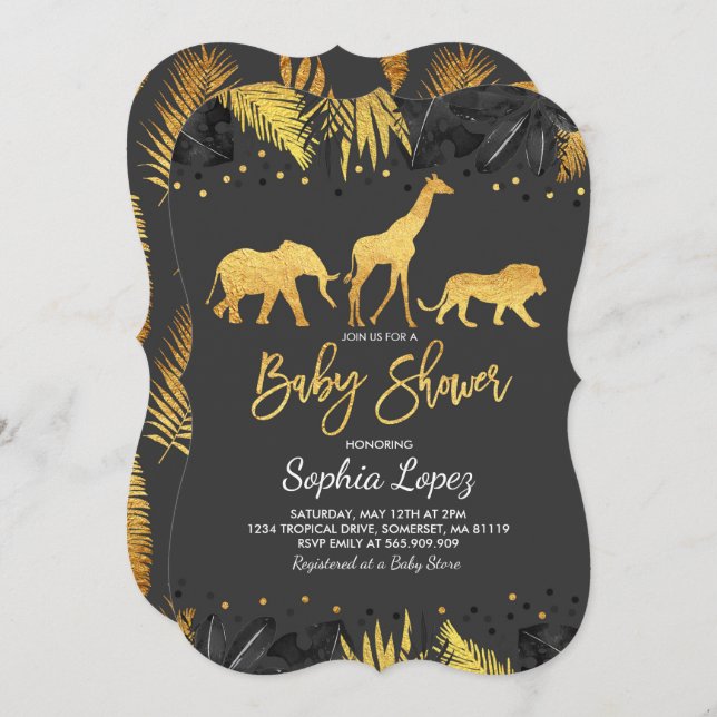 Chá de fraldas tropical de convite para Chás de fr (Frente/Verso)