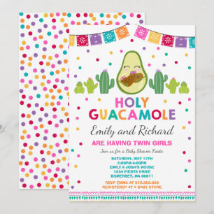 Chá de fraldas Twin Fiesta Convite Santa Guacamol