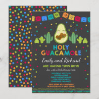Chá de fraldas Twin Fiesta Convite Santa Guacamole