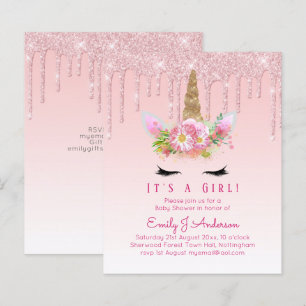 Chá de fraldas Unicorn Convocando Meninas Rosa Cut