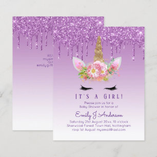 Chá de fraldas Unicorn Convocando Meninas Rosa Cut