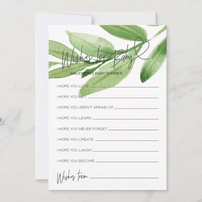 Chá de fraldas Verde Deseja Um Cartão De Jogo De B (Frente)