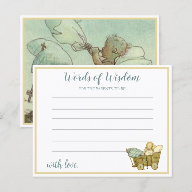 Chá de fraldas Vintage Moon e Stars (Frente/Verso)