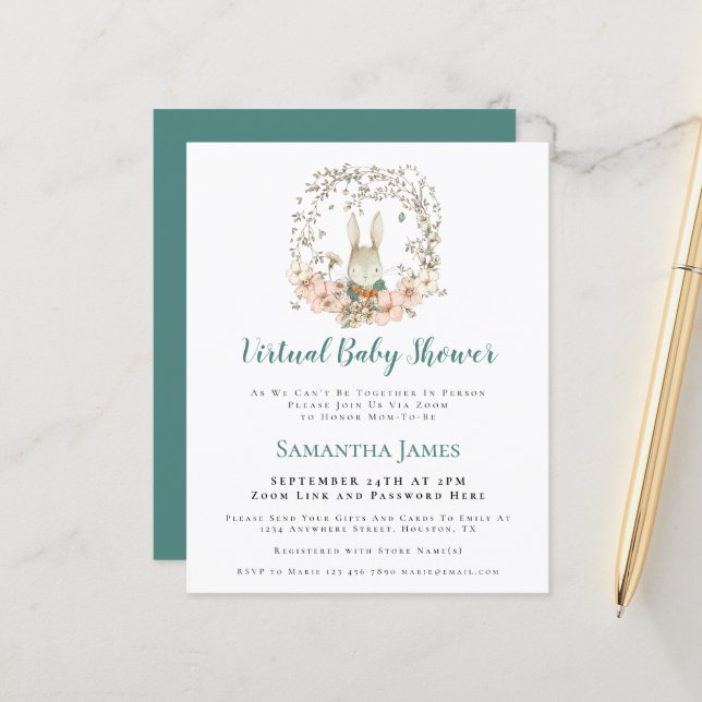 Chá de fraldas Virtual de Bunny Vintage Boy (Frente/Verso In Situ)