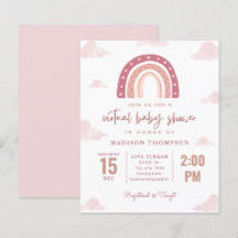 Chá de fraldas Virtual do Arco-Íris Cor-de-Rosa Pi