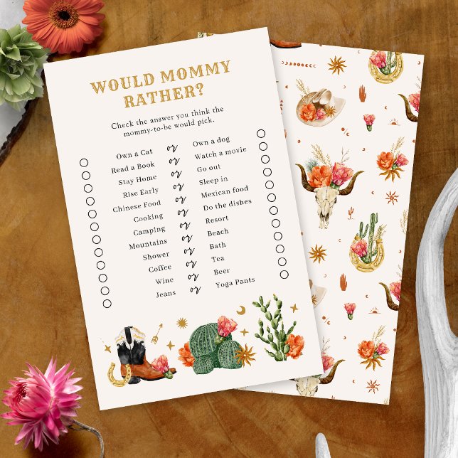 Chá de fraldas Western Game (Baby Shower Western Theme Game Card by Painted Paperie
)