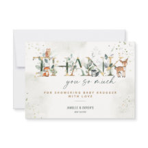 Chá de fraldas Woodland Greenery Obrigado Cartão N