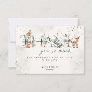Chá de fraldas Woodland Greenery Obrigado Cartão N