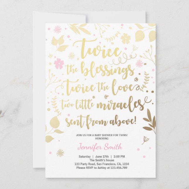 chá de Garota Rosa Dourada de Convite para Chás de (Frente)