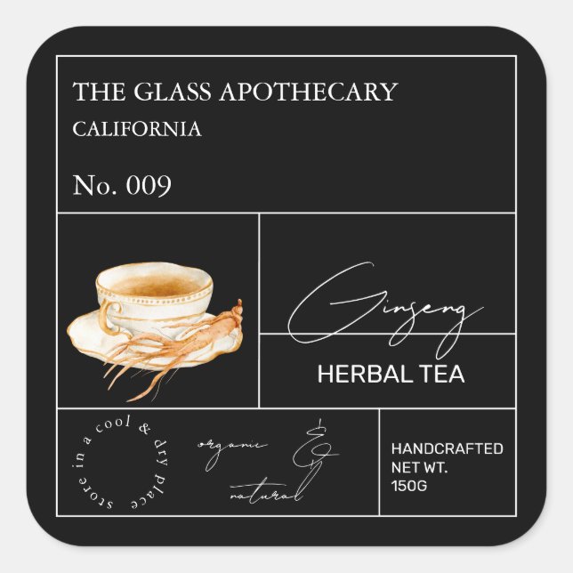 Chá de Ginseng Herbal Apothecary  Etiqueta (Frente)