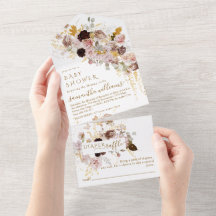 Chá de Menina Dourada Elegante de Queda de Flor Se