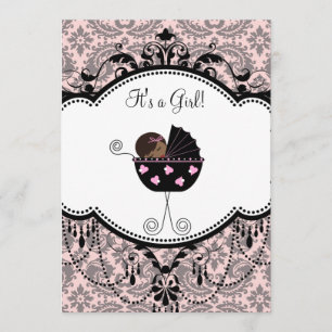 Chá de Menina Preta Rosa Damasco Negro Convites