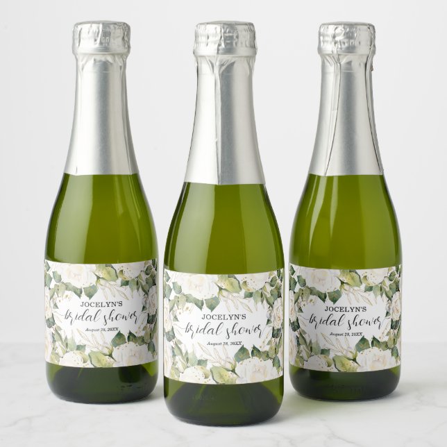 Chá de Noiva com Rosas Brancas Elegantes (Garrafas)