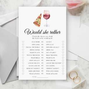 Chá de noiva de Pizza e Vinho Ela preferiria