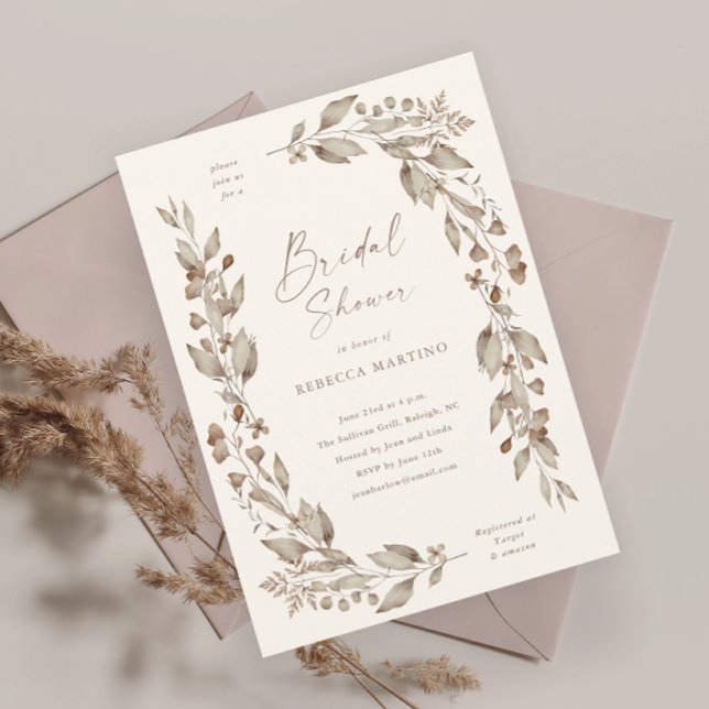 Chá de Noiva Floral Boho Flor de Campo Casamento  (Boho wildflower floral elegant ivory wedding bridal shower invitation magnetic card.)