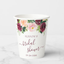 Chá de Noiva Floral Borgonha e Bege