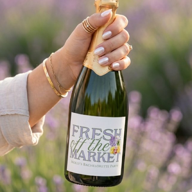 Chá de Noiva Fresh Off the Market (Fresh Off the Market Bridal Shower Sparkling Wine Label)