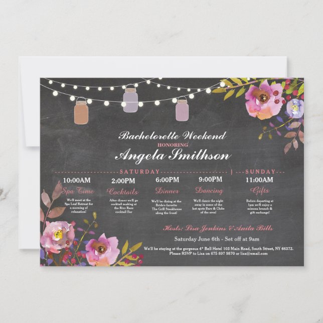 Chá de Noiva Giz Coral Itinerário Despedida de Sol (Frente)