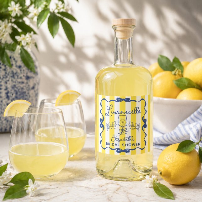 Chá de Noiva Limoncello La Dolce Vita (Limoncello La Dolce Vita Bridal Shower Liquor Bottle Label)