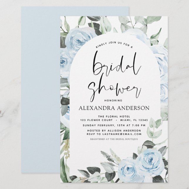 Chá de panela Azul Derramado Verde Floral (Frente/Verso)