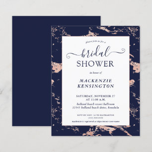 Chá de panela Azul Rosa Dourado Marble Marinho