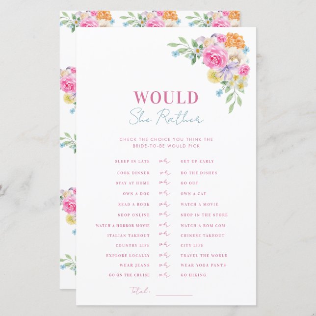 Chá de panela Azul Rosa Ela Iria Preferencialmente (Frente/Verso)