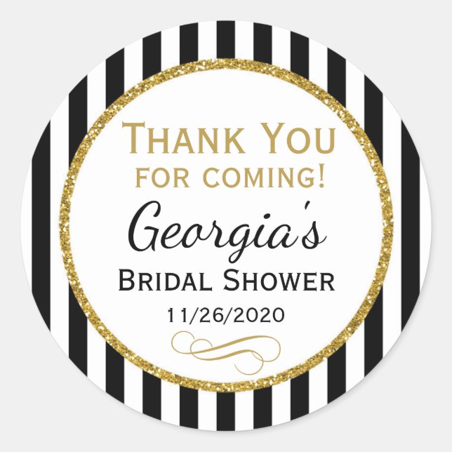 Chá de panela Black Stripe Agradecemos As Etiqueta (Frente)