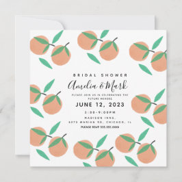 Chá de panela Botânico Laranja Desenho Mão Convite