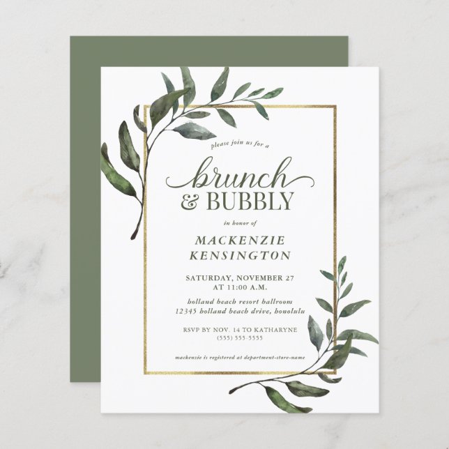 Chá de panela Bubble Eucalyptus Brunch (Frente/Verso)