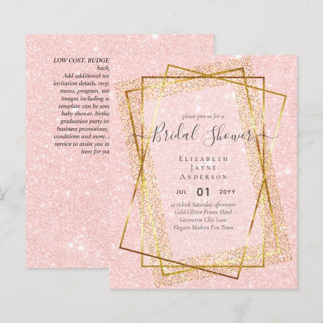 CHÁ DE PANELA BUDGET Glamor Dourado Glitor aparênc (Frente/Verso)
